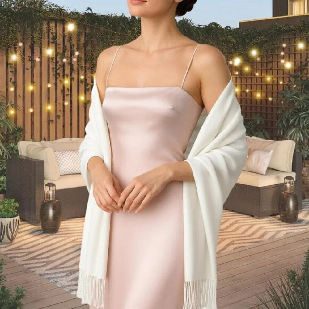 ⚡Women's Ivory Pashmina Shawls Evening Dress Bridesmaid Winter Warm Long Scarf